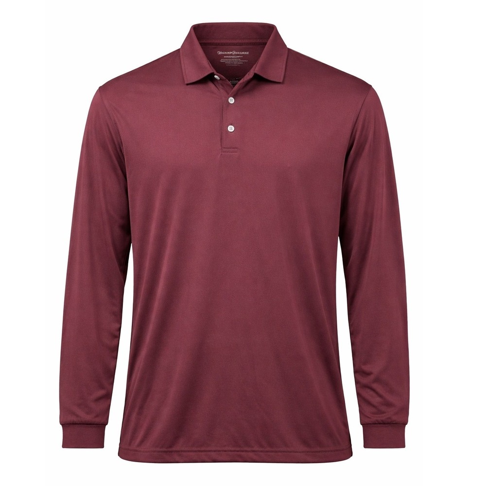 Hickey Freeman Golf Polo Men XL Burgundy Long Sleeve Performance Stretch Shirt